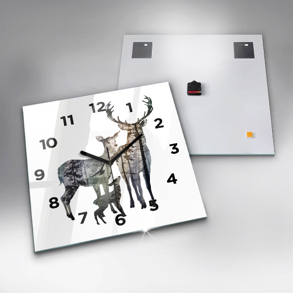 Square wall clock Deer family