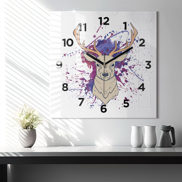 Square wall clock Deer vector illustration