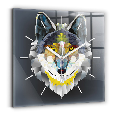 Square wall clock Wolf head