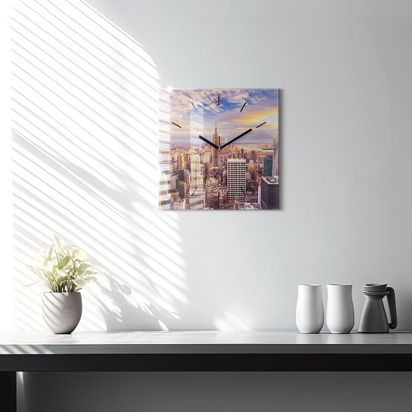 Square wall clock Sunset New York