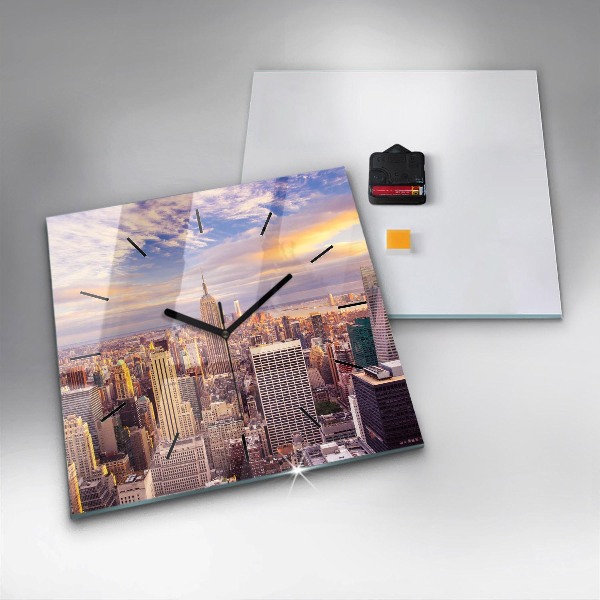 Square wall clock Sunset New York