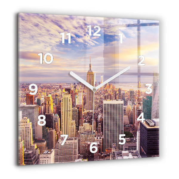Square wall clock Sunset New York