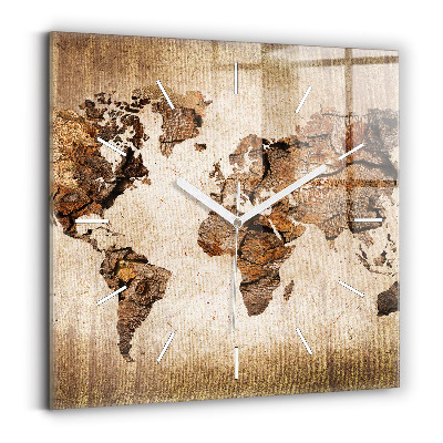 Square wall clock Vintage world map