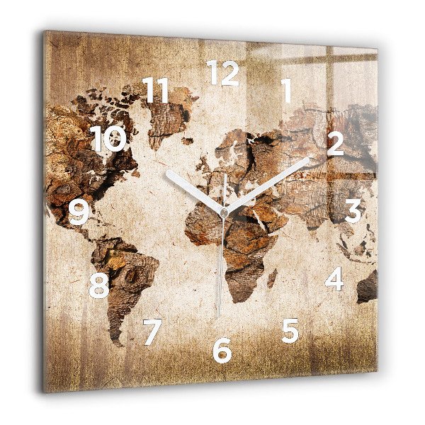 Square wall clock Vintage world map
