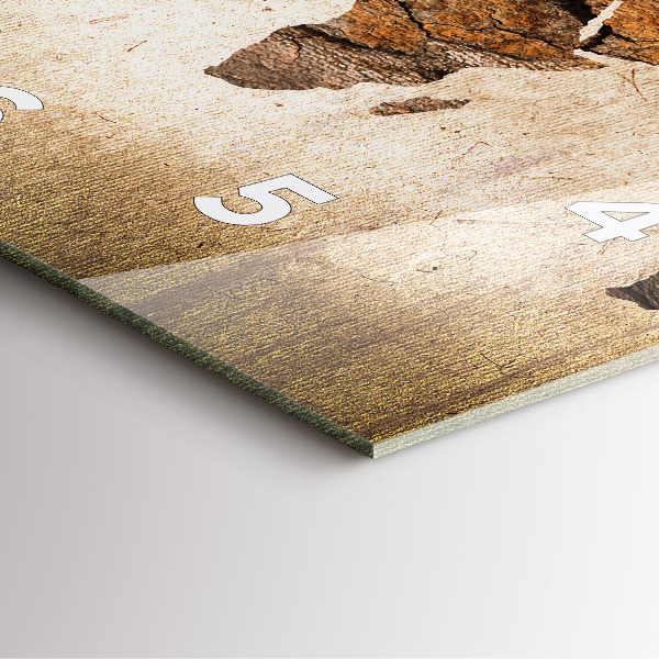 Square wall clock Vintage world map