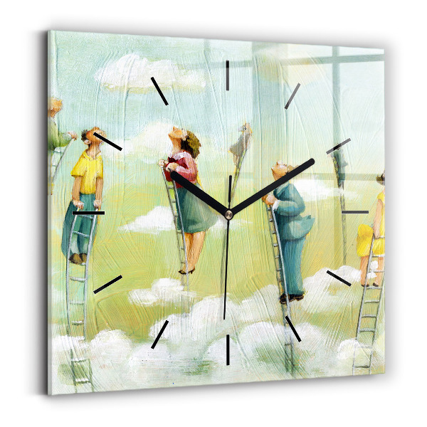 Square wall clock People on the ladder