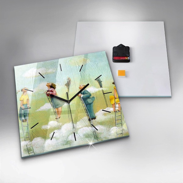 Square wall clock People on the ladder