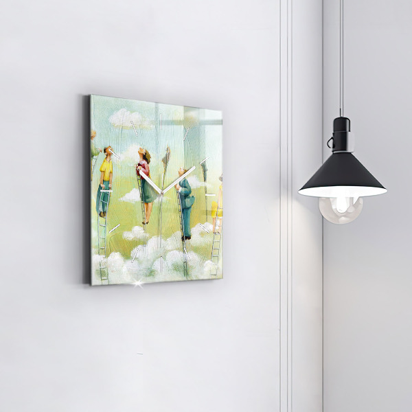 Square wall clock People on the ladder