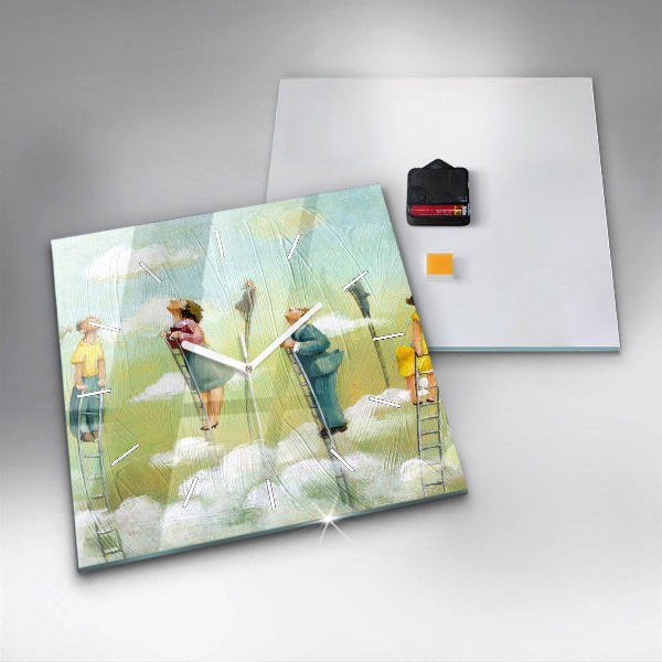 Square wall clock People on the ladder