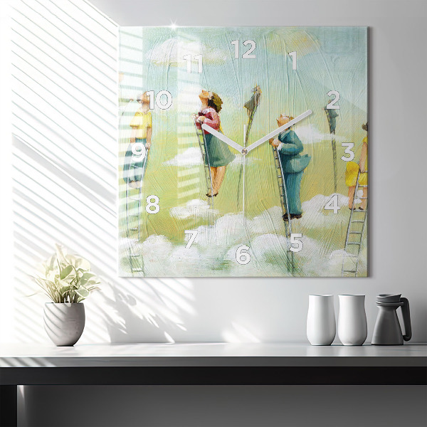 Square wall clock People on the ladder