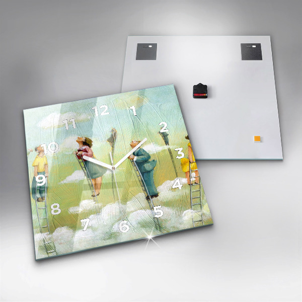 Square wall clock People on the ladder