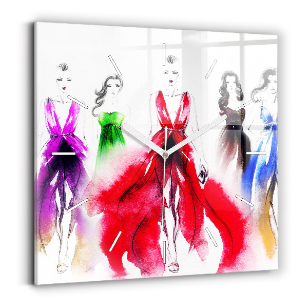 Square wall clock Women in colorful dresses