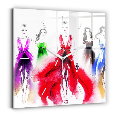 Square wall clock Women in colorful dresses
