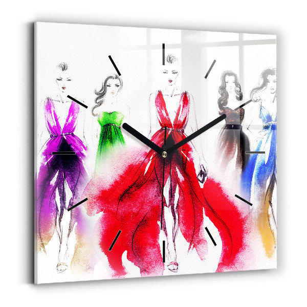 Square wall clock Women in colorful dresses