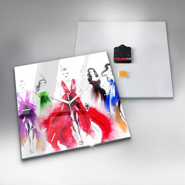 Square wall clock Women in colorful dresses