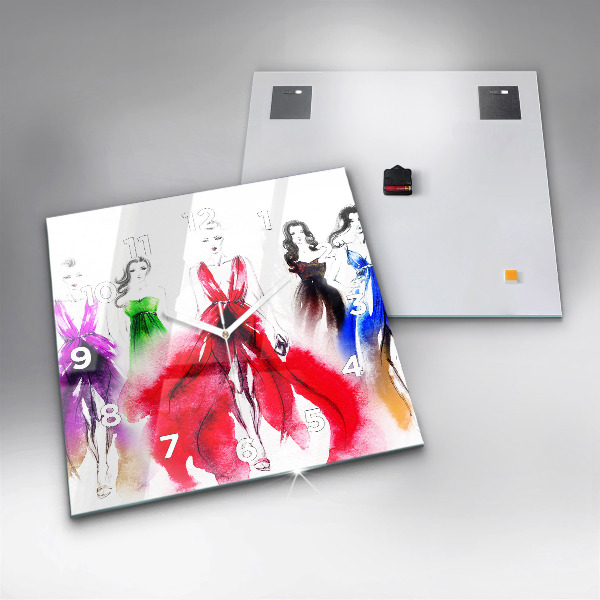Square wall clock Women in colorful dresses