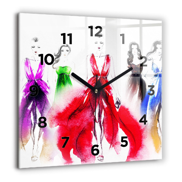 Square wall clock Women in colorful dresses