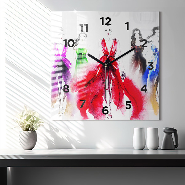 Square wall clock Women in colorful dresses