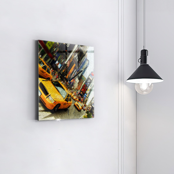 Square wall clock New York City taxis