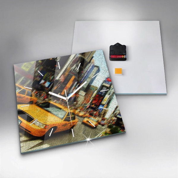 Square wall clock New York City taxis