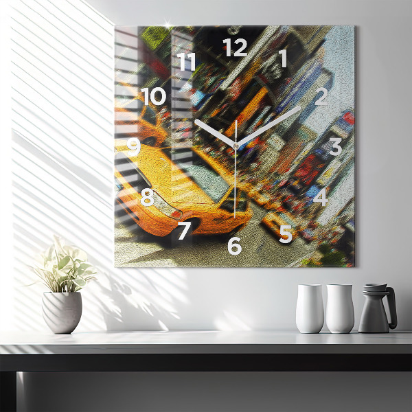 Square wall clock New York City taxis