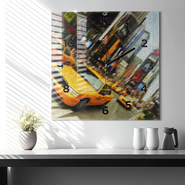 Square wall clock New York City taxis