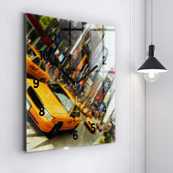 Square wall clock New York City taxis