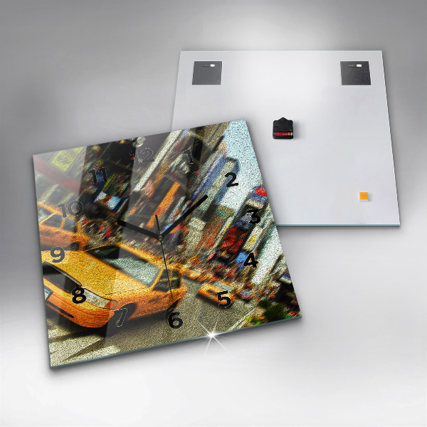 Square wall clock New York City taxis