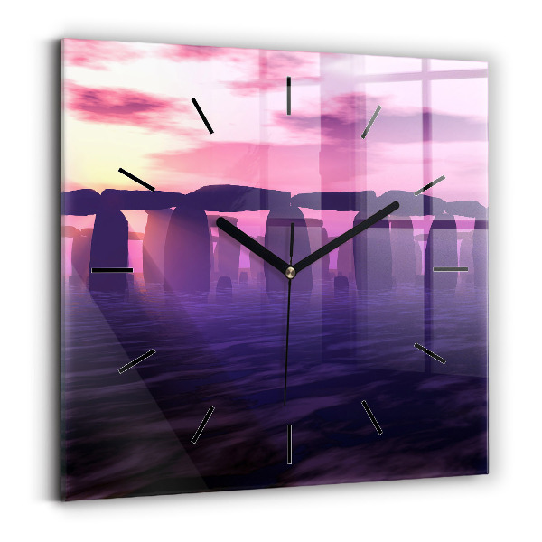 Square wall clock Sunset at Stonehenge