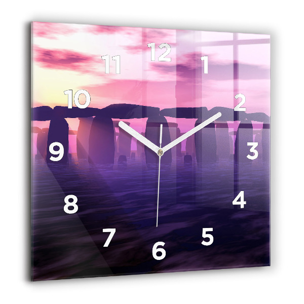 Square wall clock Sunset at Stonehenge