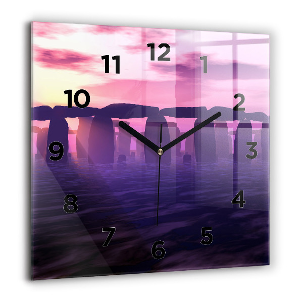 Square wall clock Sunset at Stonehenge