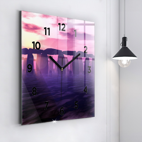 Square wall clock Sunset at Stonehenge