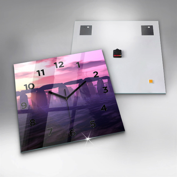 Square wall clock Sunset at Stonehenge