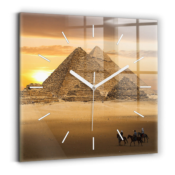 Square wall clock Pyramids and sunset
