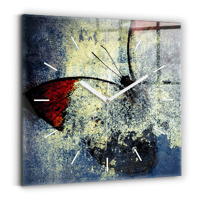 Square wall clock Butterfly vintage style