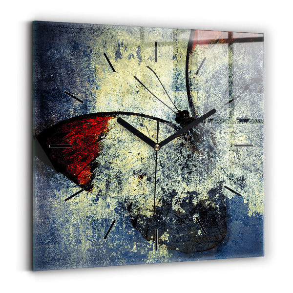 Square wall clock Butterfly vintage style