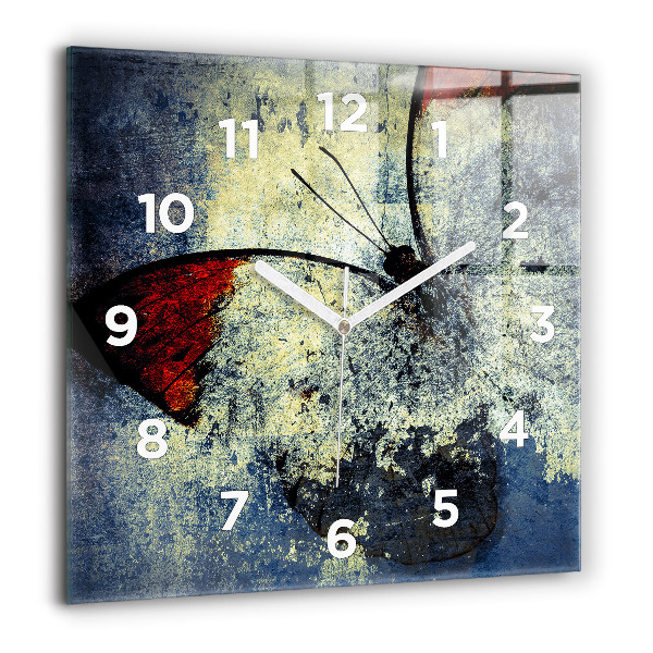Square wall clock Butterfly vintage style