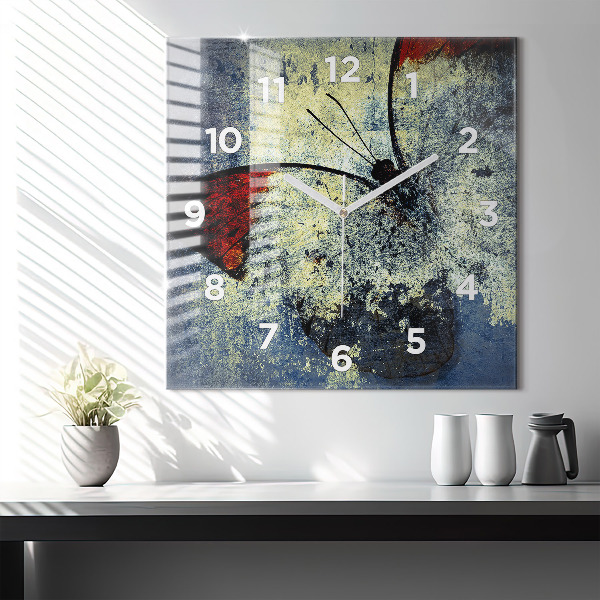 Square wall clock Butterfly vintage style