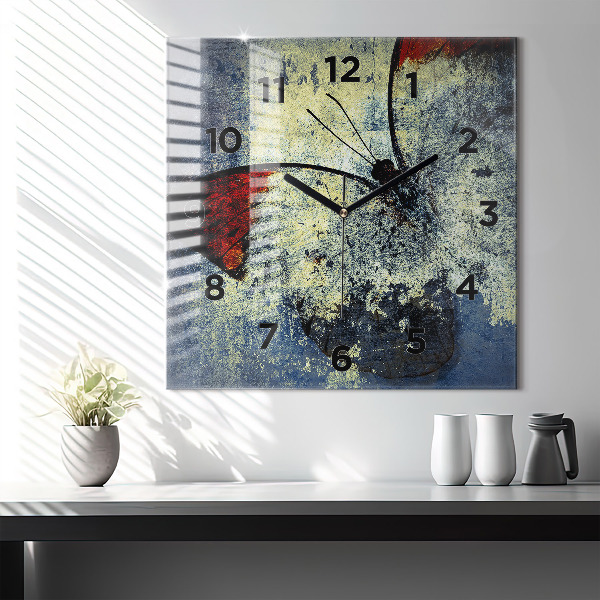 Square wall clock Butterfly vintage style