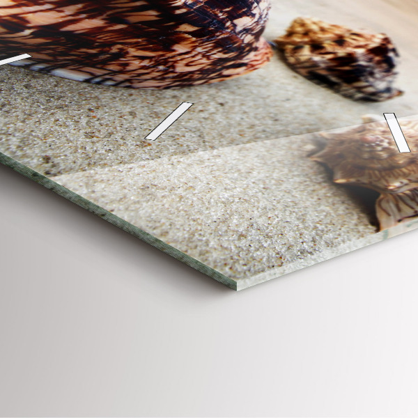 Square wall clock A shell on the beach