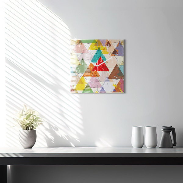 Square wall clock Geometric Triangles