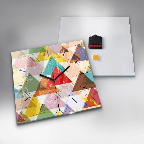 Square wall clock Geometric Triangles