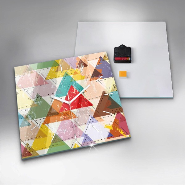 Square wall clock Geometric Triangles