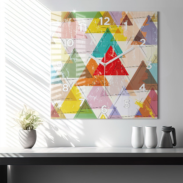 Square wall clock Geometric Triangles