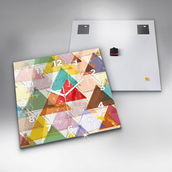 Square wall clock Geometric Triangles