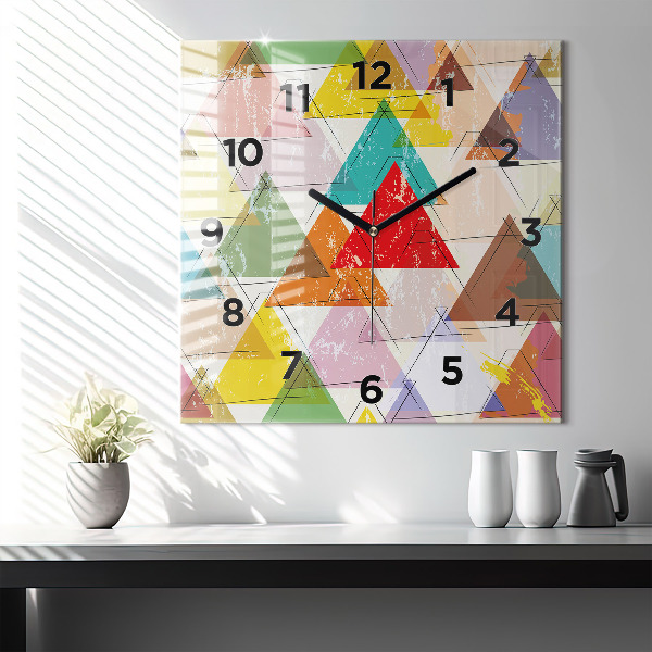 Square wall clock Geometric Triangles