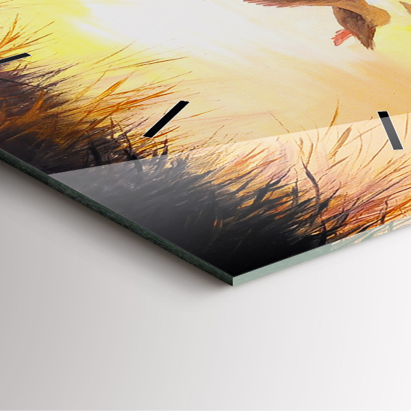 Square wall clock Cranes at sunset