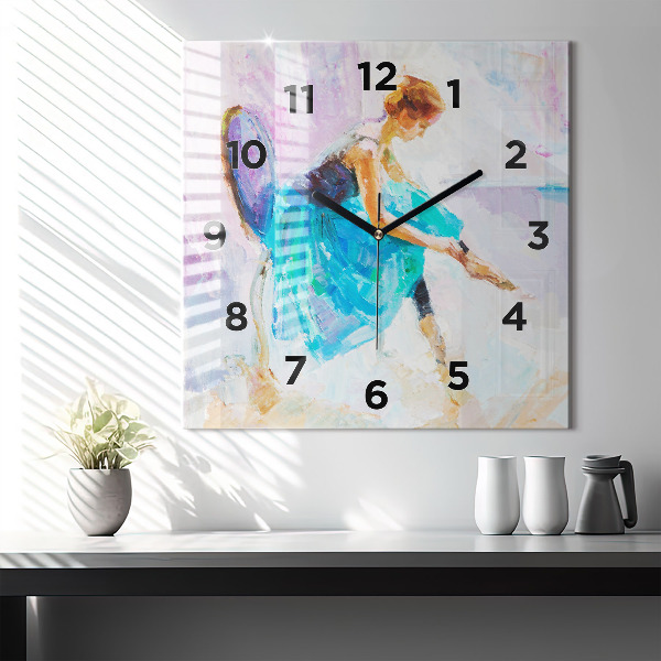 Square wall clock Preparing the ballerina