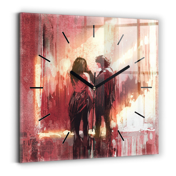 Square wall clock Young couple in love