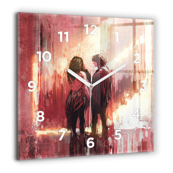 Square wall clock Young couple in love